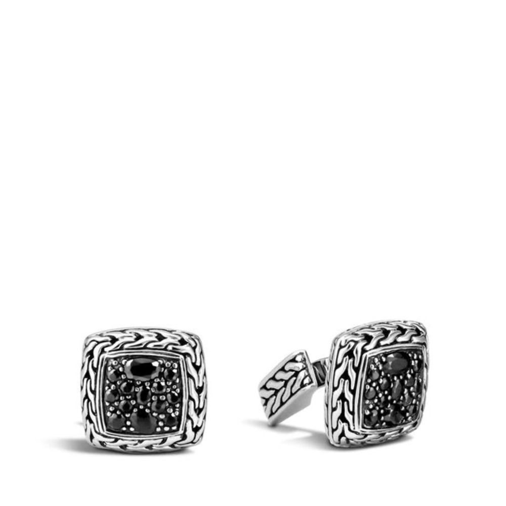 John Hardy Classic Chain Cufflinks with Black Sapphire